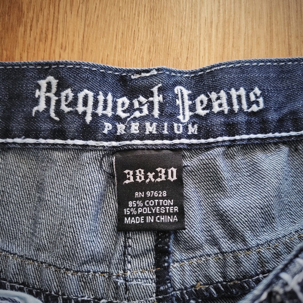 Request Jeans Mens Pants Blue Faded Wash‎ Denim Straight Five Pocket 38x30 - Picture 3 of 7